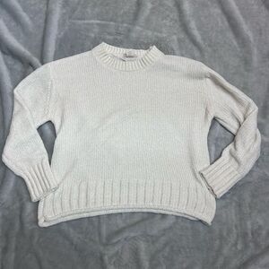 Christian Siriano Women Chenille Pullover L Sleeve Sweater Cream Medium